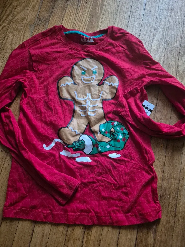 Red Gingerbread Man Long Sleeve Shirt L/G