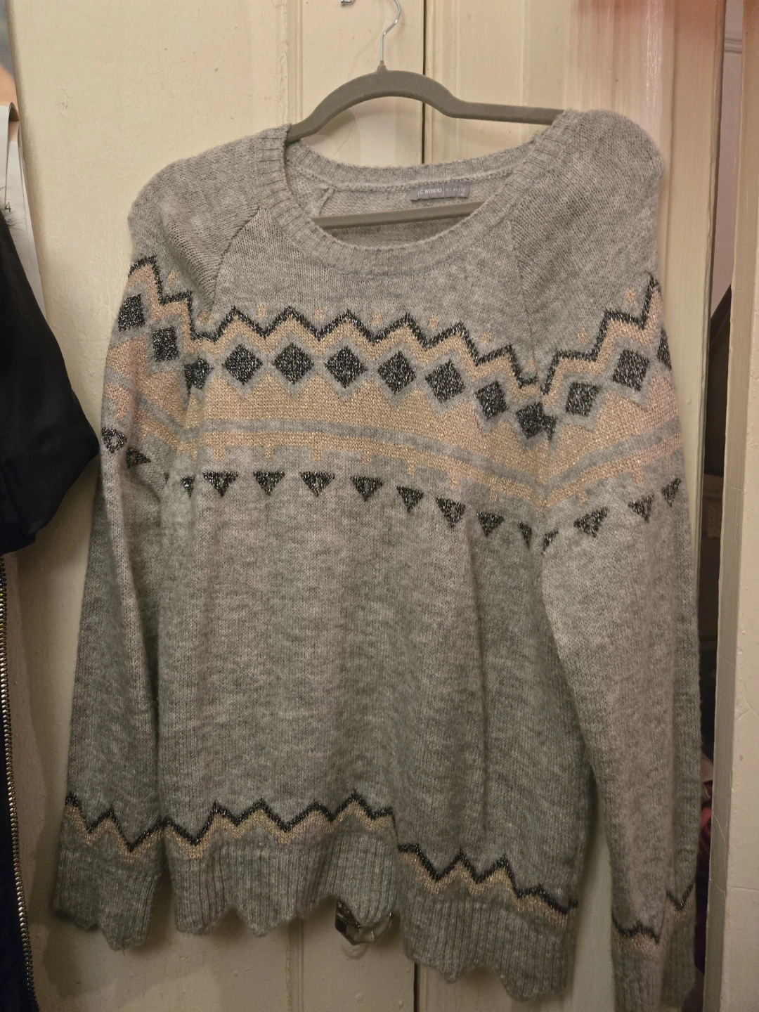 XL SIZE WOMEN SWEATER GRAY WITH COLOR EMBLELISHED  STYLE