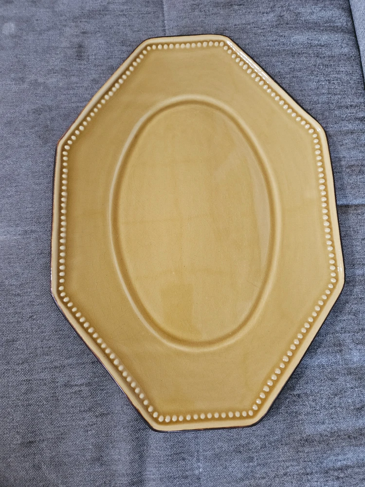 Ceramic Decorative Octagon Plate - Mustard Gloss Finish - photo 2