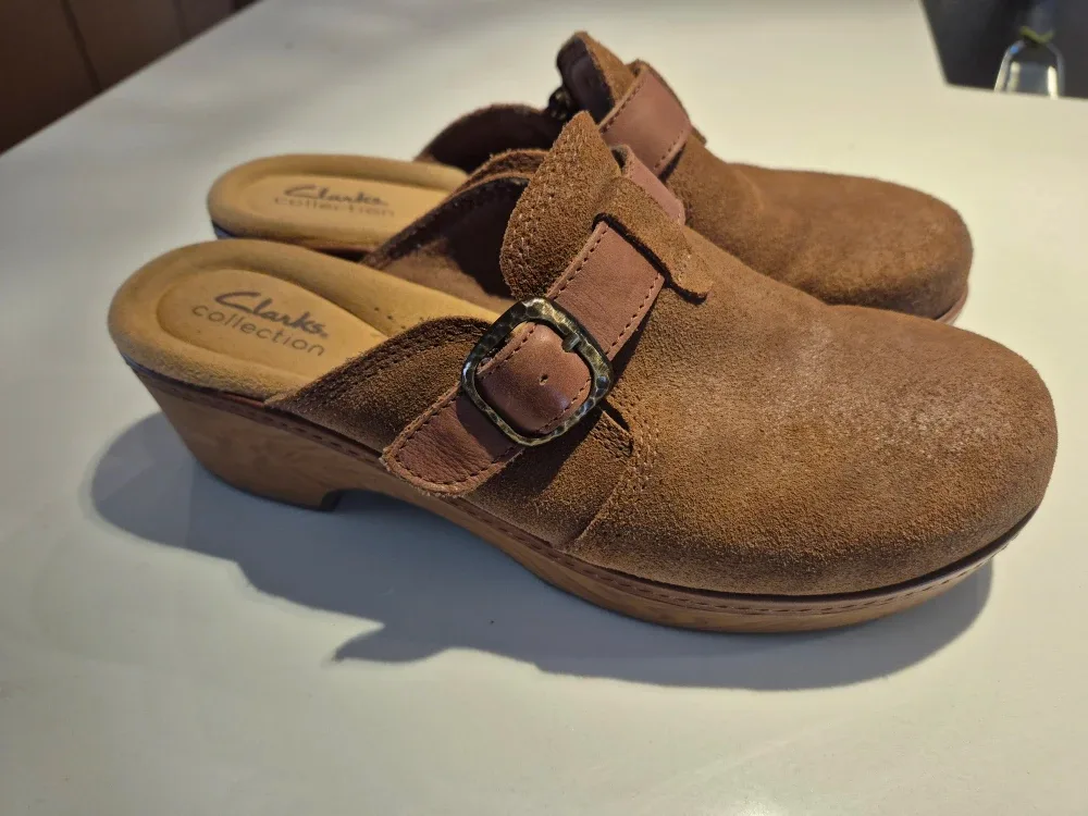 Clarks Collection Brown Suede Clogs