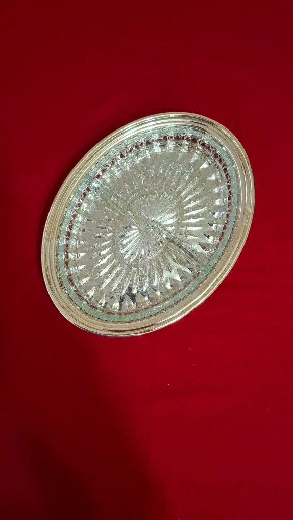 Glass Serving Dish with Silver-plated Holder