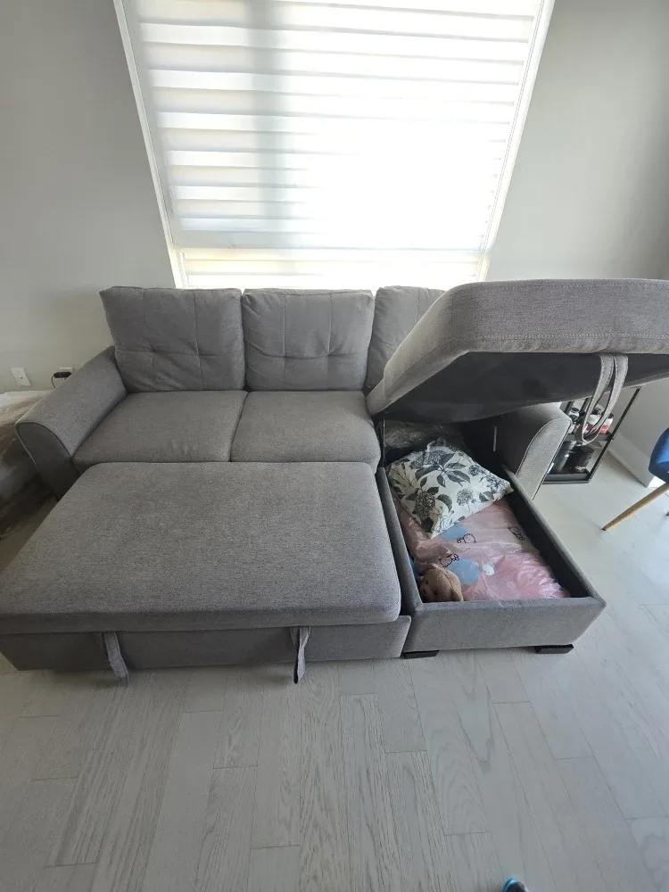 Grey Sleeper Sofa with Storage image indicator(4)