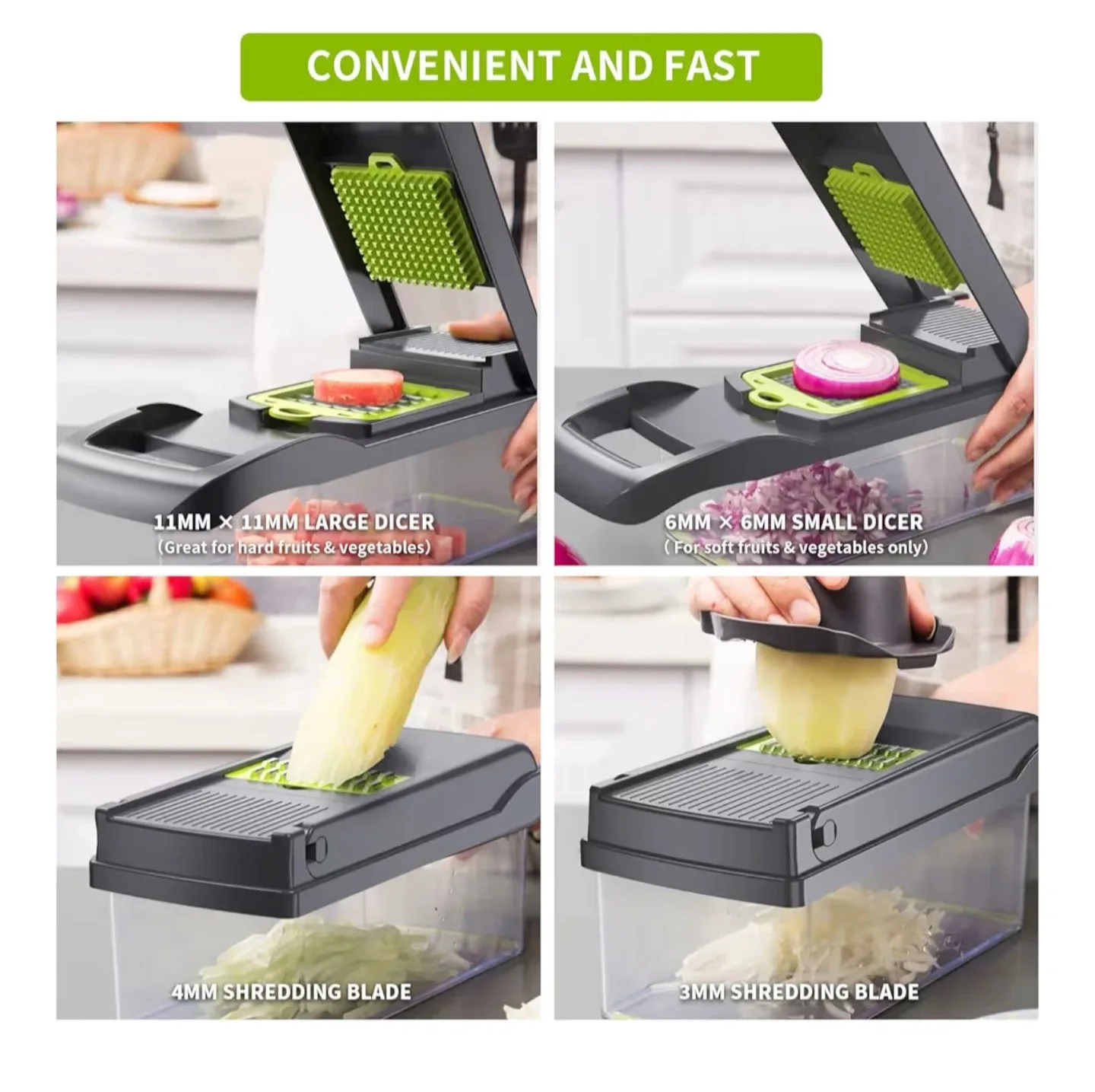 Vegetable Chopper - Grey and Green image indicator(3)