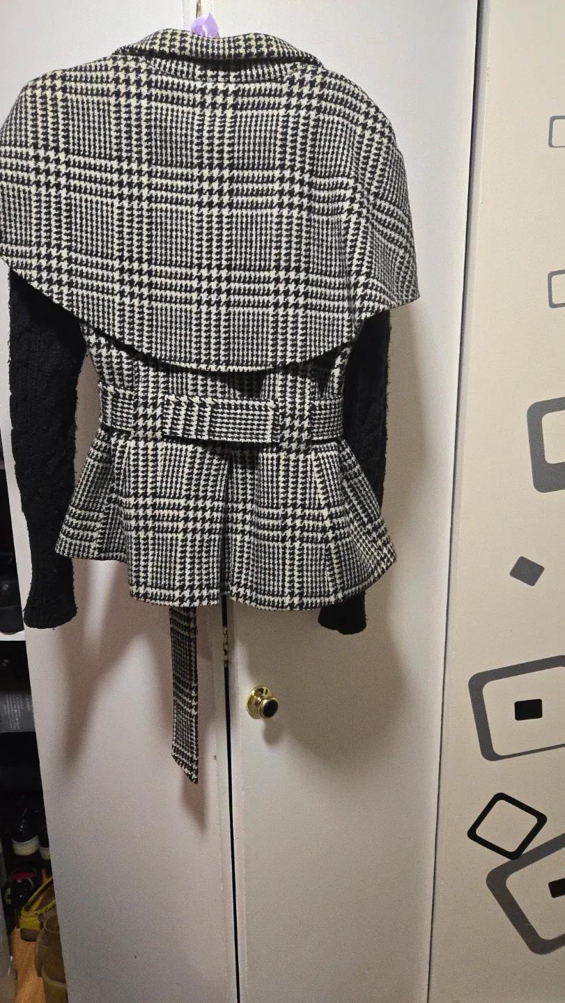 Calvin Klein Houndstooth Belted Jacket - Size S