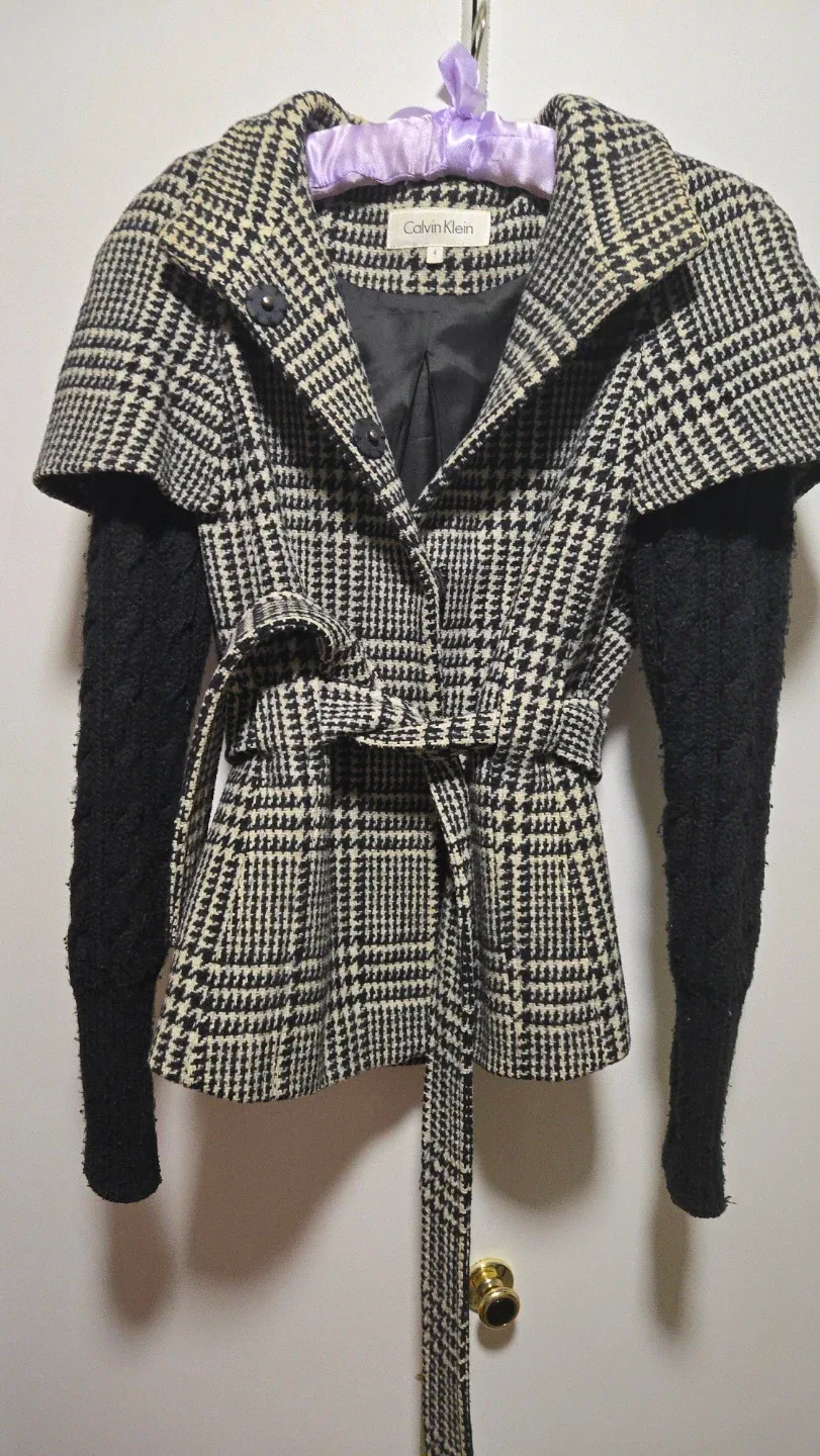 Calvin Klein Houndstooth Belted Jacket - Size S image indicator(2)