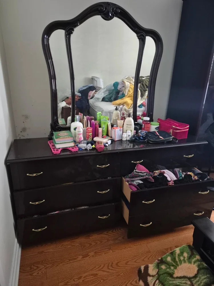 Dark Wood Wardrobe & Dresser Set