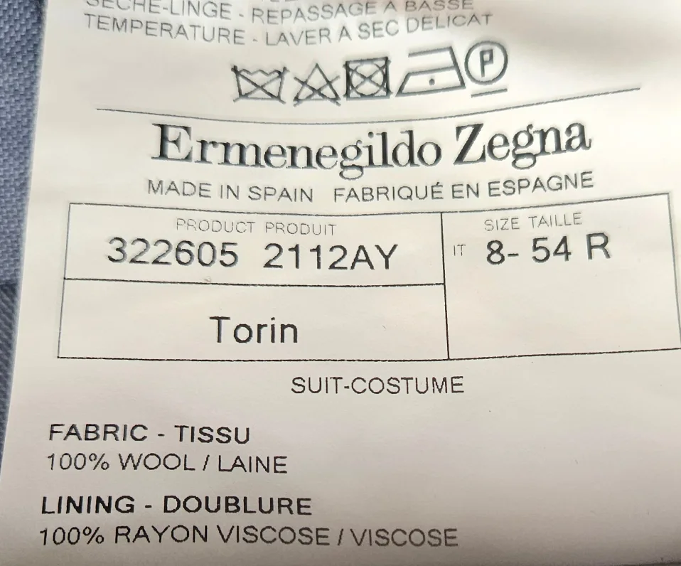 Ermenegildo Zegna 2 PC 100% Wool Suit Grey Size 52R  Like New image indicator(5)