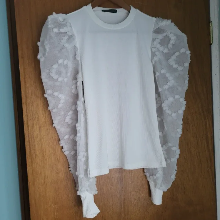 Shein White Puff Sleeve Top - Size S