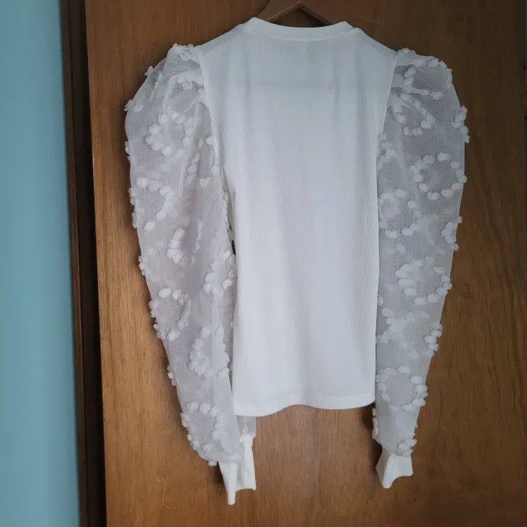 Shein White Puff Sleeve Top - Size S image indicator(2)