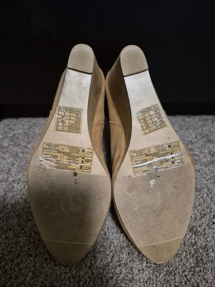 Forever 21 Tan Wedge Ankle Booties - Size 7 image indicator(4)