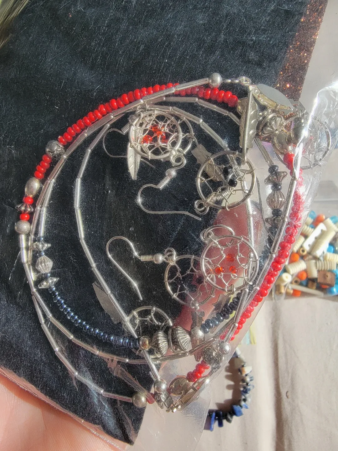 $3 for all - Beading Supplies Lot - Beads, Wire, Felt image indicator(8)