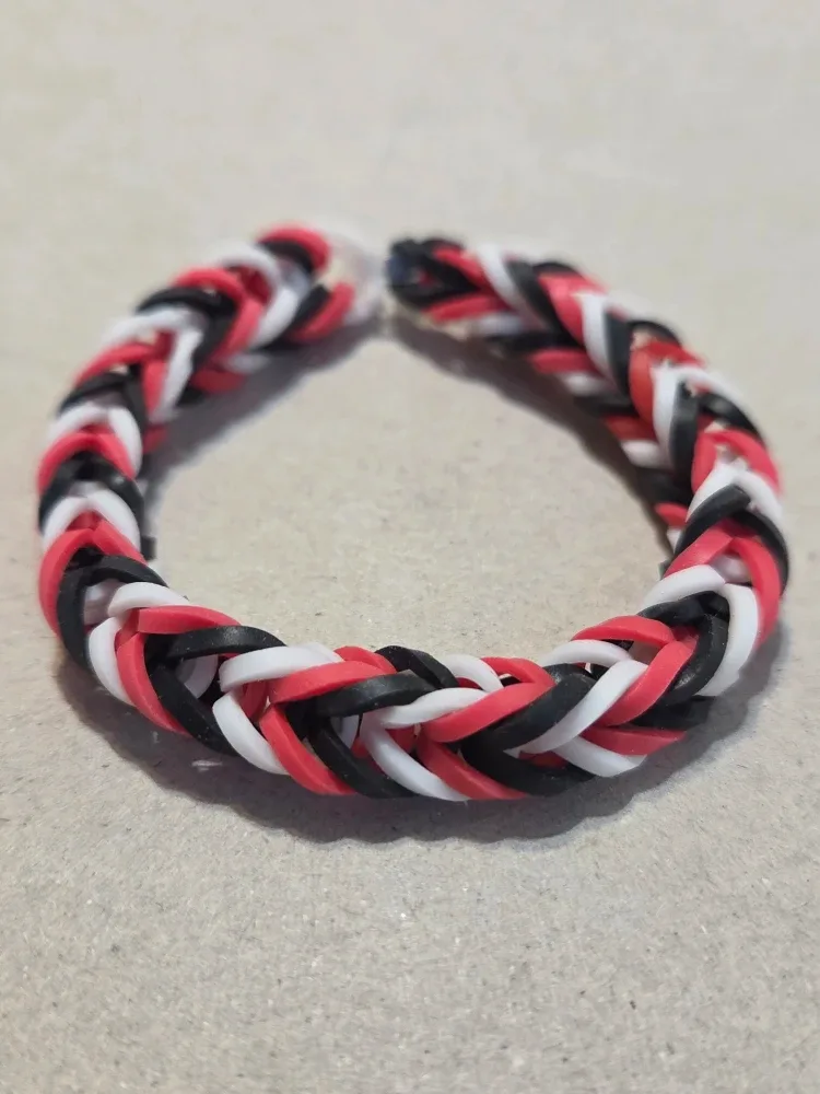 Handmade Loom Bracelet - Red, Black & White