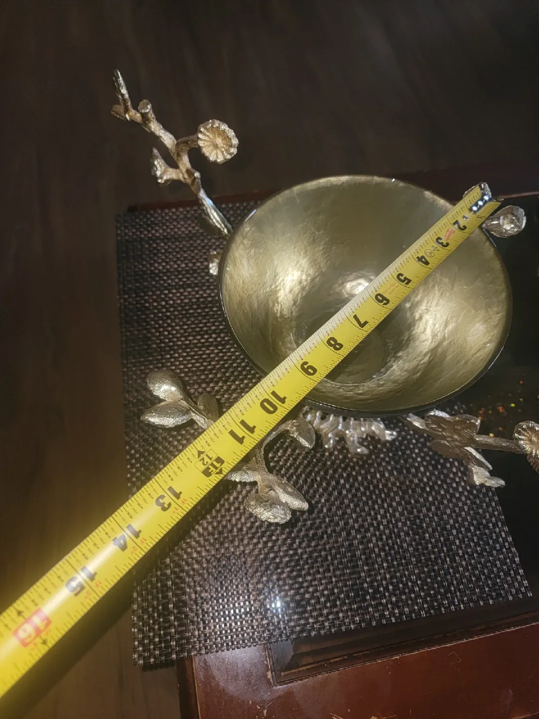 Decorative Gold Bowl with Floral Design image indicator(5)