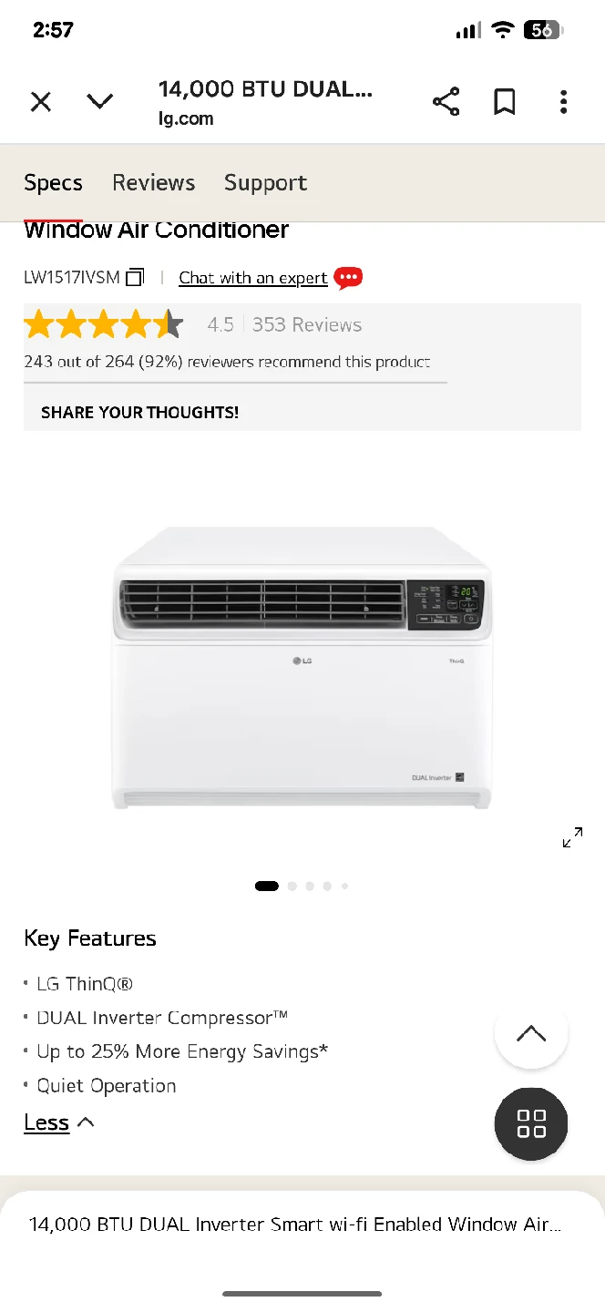 LG LW1517IVSM Dual Inverter Smart Window AC - photo 2