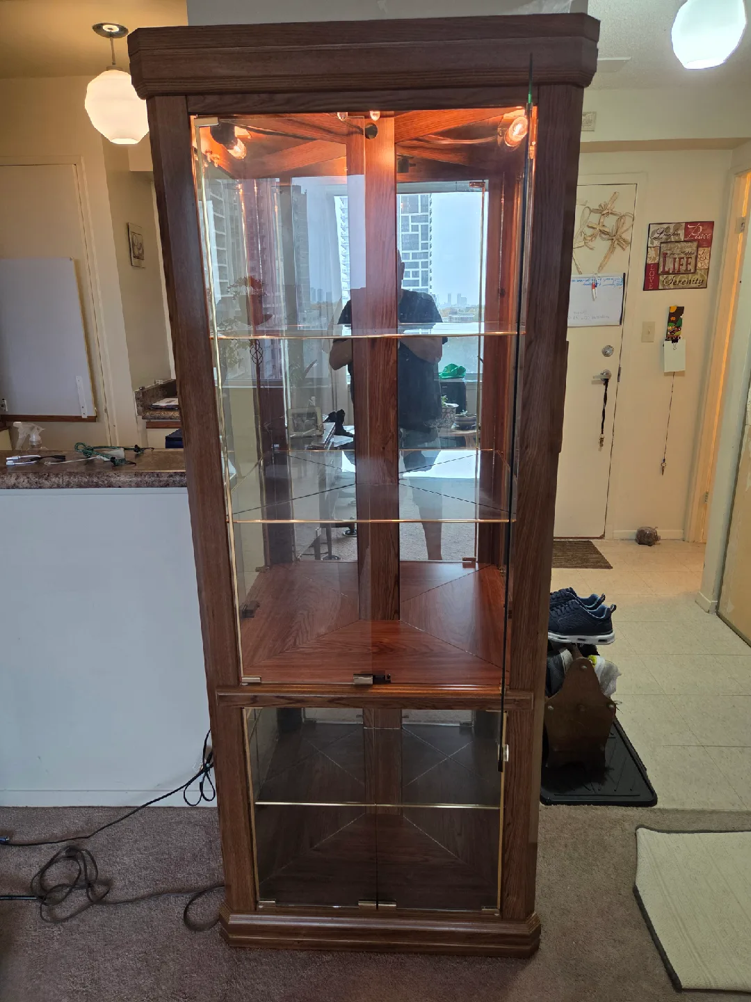 Wooden Display Cabinet with Glass Shelves thumbnail