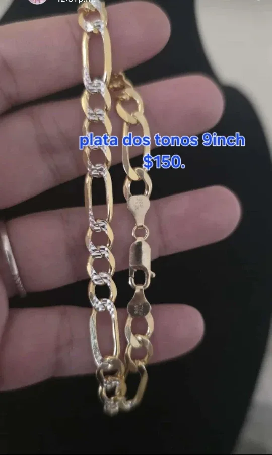 Two-Tone Plata Dos Tonos 9-Inch Chain