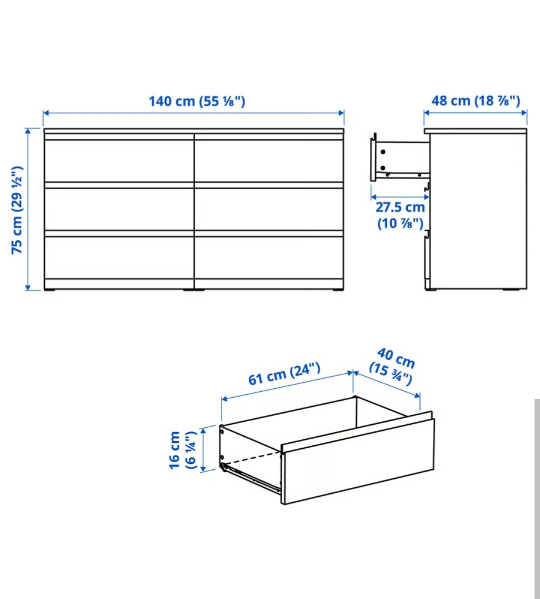 IKEA Malm 6-Drawer Dresser - photo 2