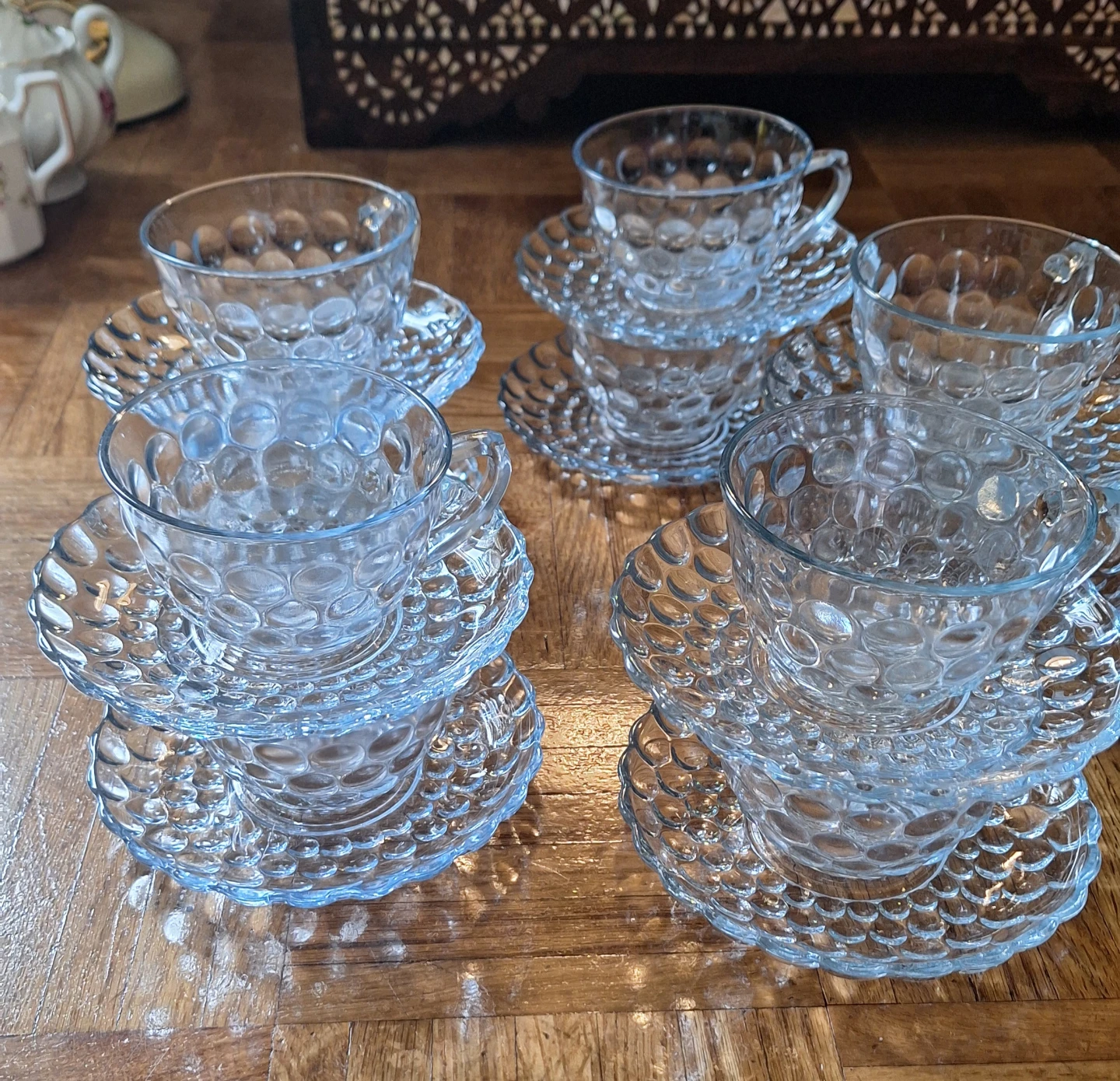 Vintage Bubble Glass Tea Cups & Saucers - photo 4