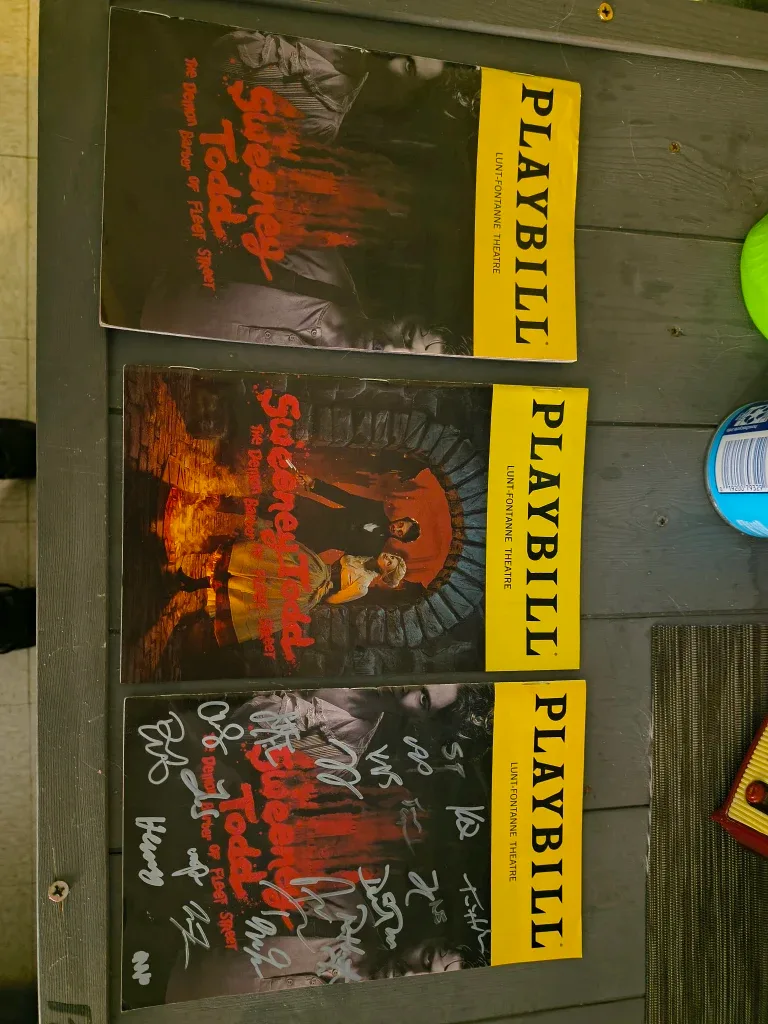 Sweeney Todd autograph Playbill, Apron, and Yeti Mug image indicator(2)
