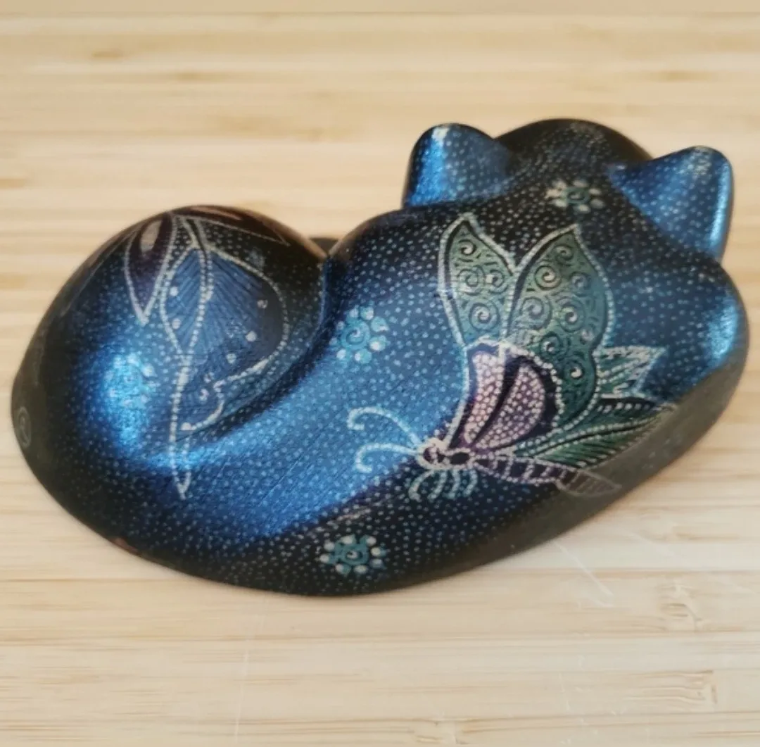 Handcarved Handpainted Wood Cat Decor image indicator(5)