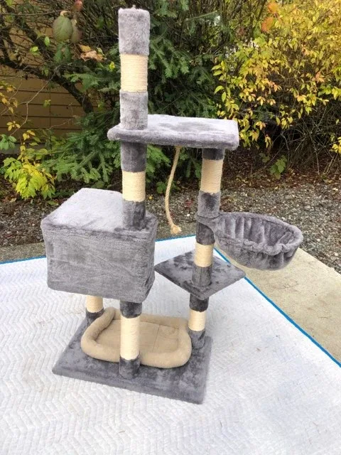 Grey Plush Cat Tree with Scratching Posts image indicator(3)