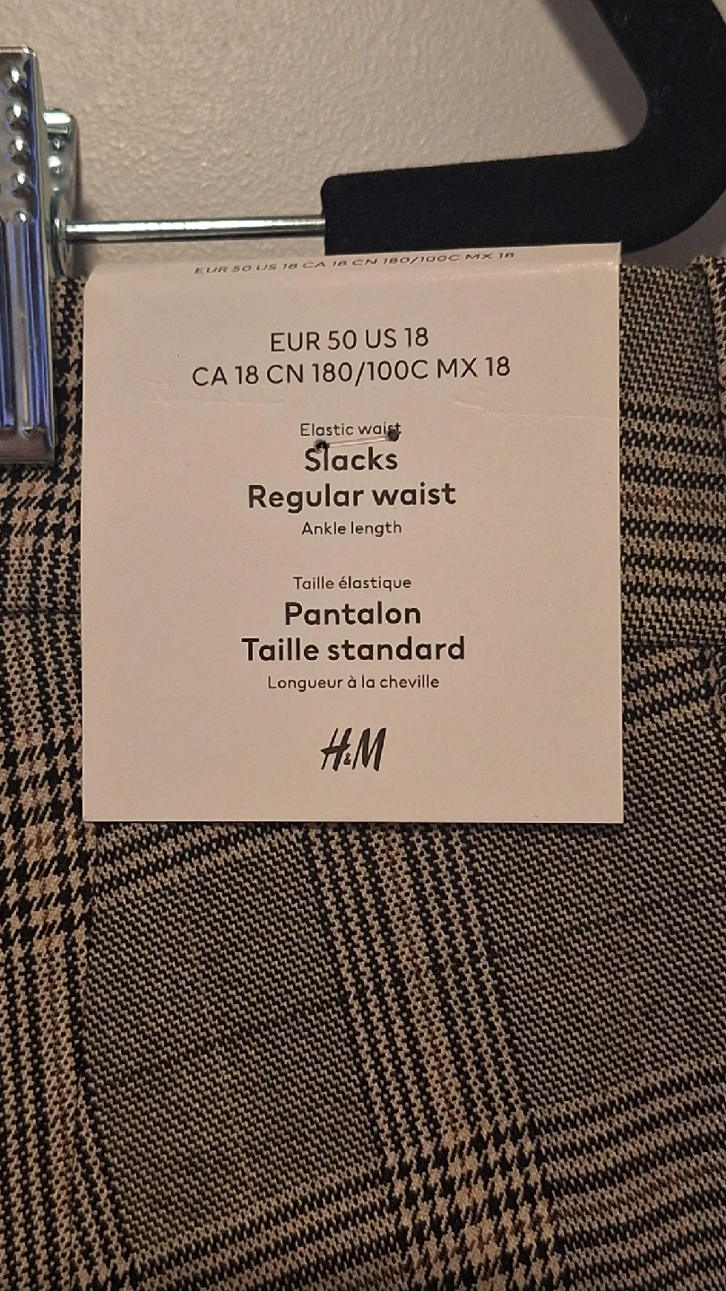 H&M Plaid Elastic Waist Slacks - Size 18 - photo 4