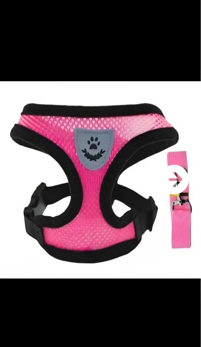 New Soft Pink Mesh Nylon Dog Vest Harness Leash Set – Sz X-Large