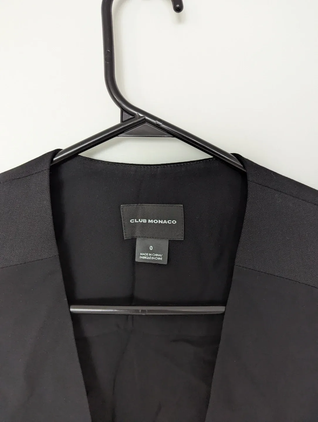 Club Monaco Black Wool Blend Leather Sleeve Coat XS image indicator(4)