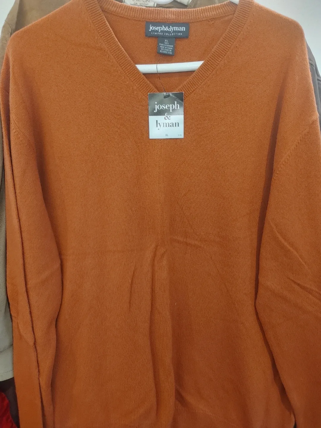 🧡JOSEPH & LYMAN 100% PURE CASHMERE MENS XL SWEATER BRAND NEW image indicator(2)