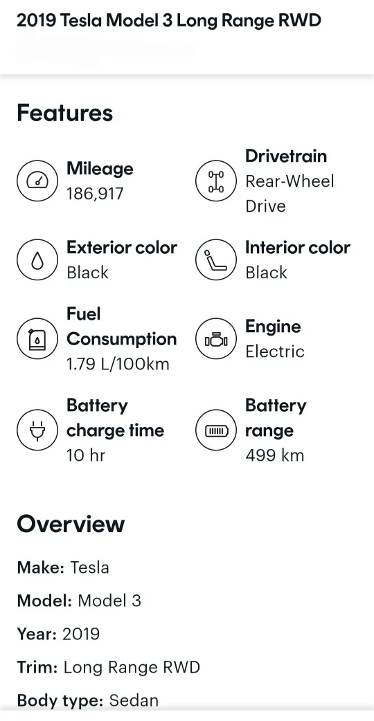 2019 Tesla Model 3 Long Range RWD 190 000 KM image indicator(7)