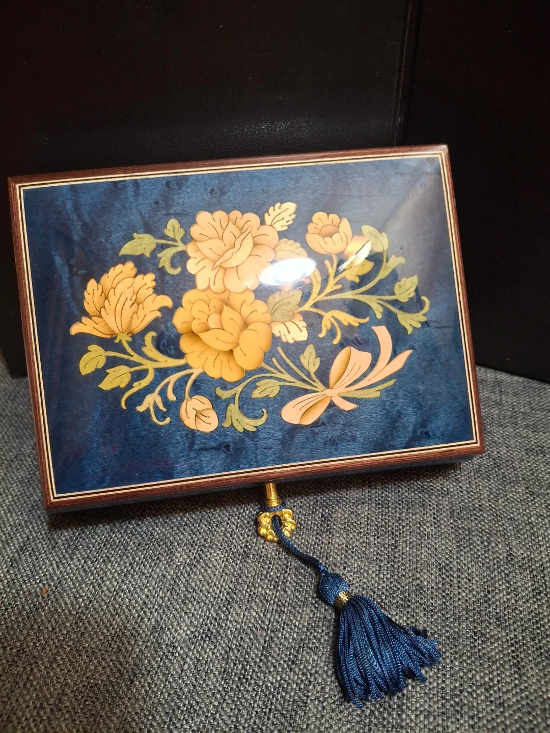 Blue Floral Italian  Wooden Box image indicator(2)