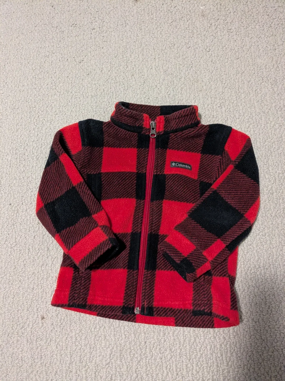 Columbia Fleece Jacket, Red/Black Plaid