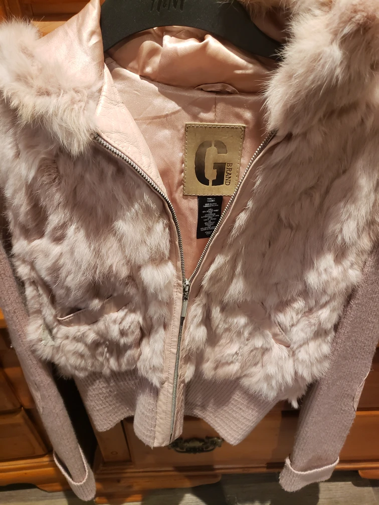 G Brand Rabbit Fur & Leather Jacket
