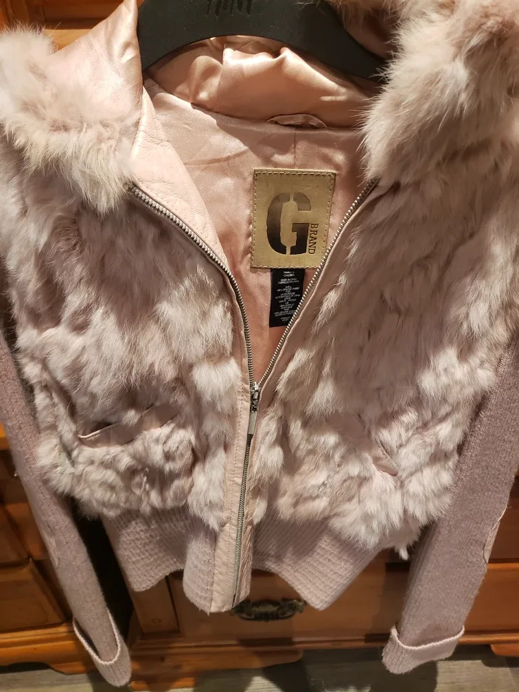 G Brand Rabbit Fur & Leather Jacket