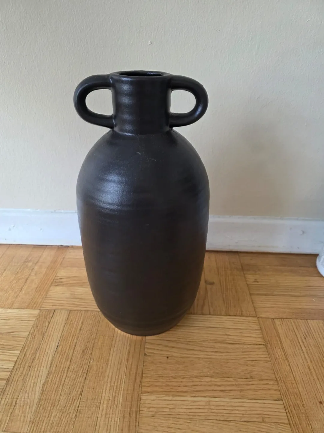 Black Ceramic Vase with Handles