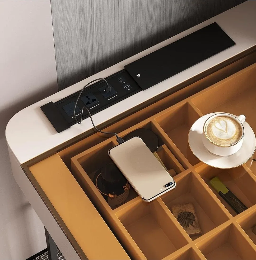 Modern White & Gold Desk with Storage image indicator(2)
