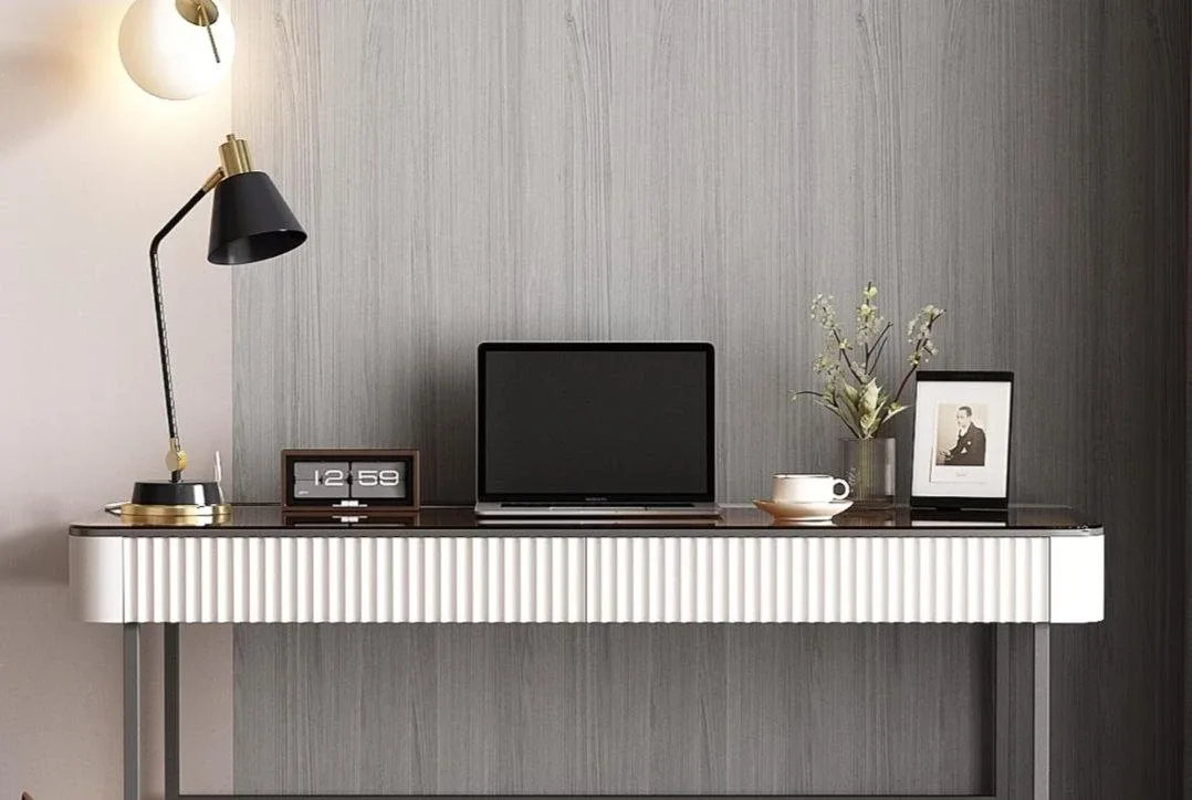 Modern White & Gold Desk with Storage image indicator(4)