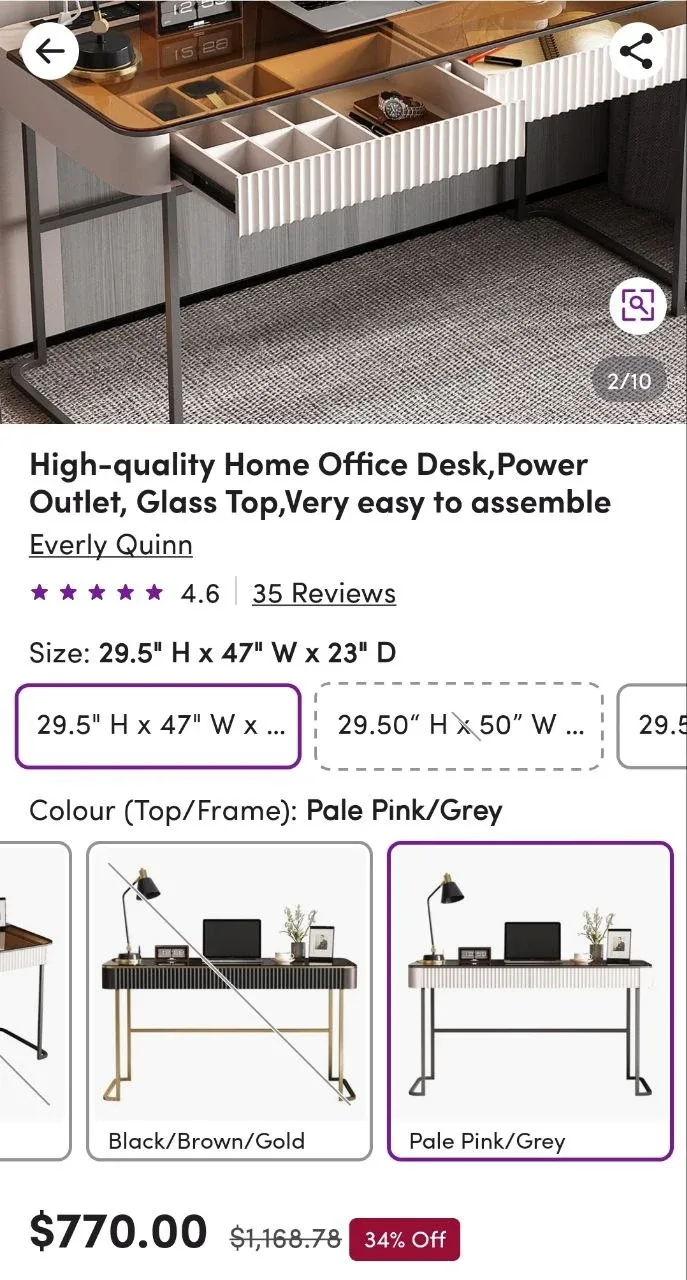 Modern White & Gold Desk with Storage image indicator(6)