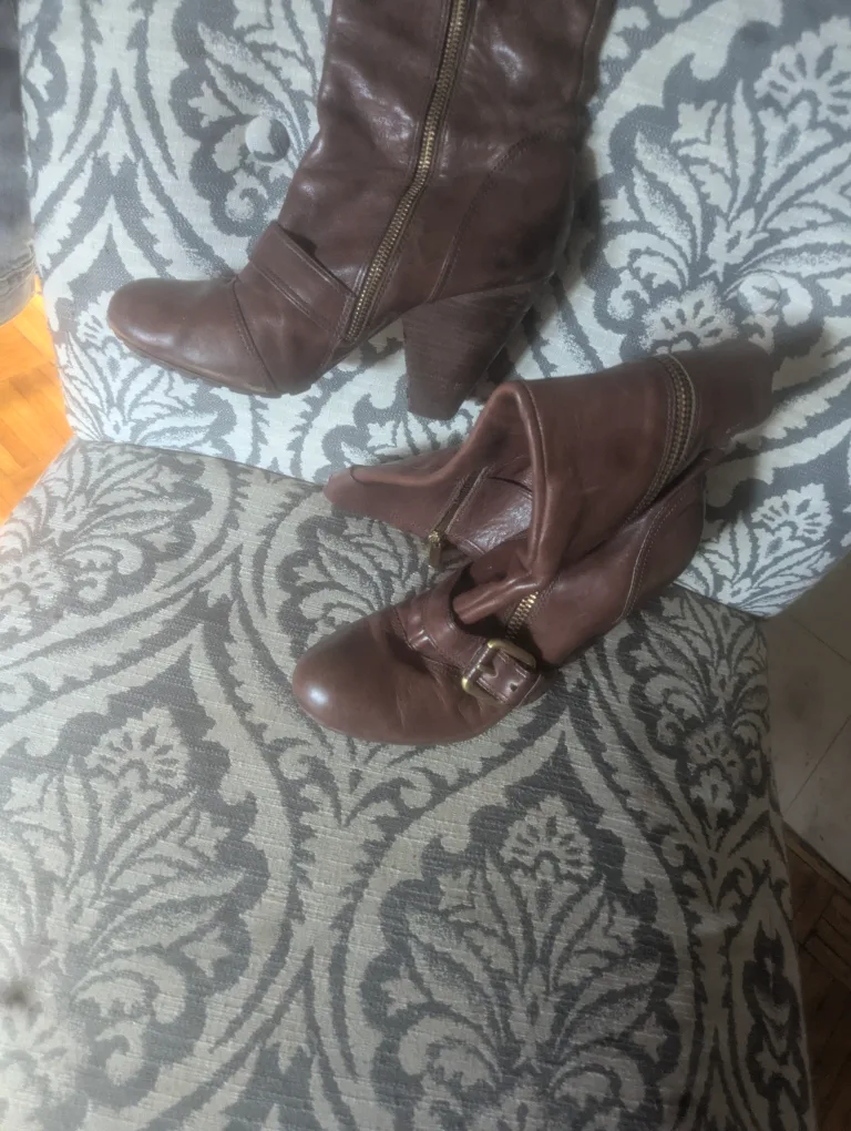 Vince Camuto Brown Leather Boots, Size 8 image indicator(3)