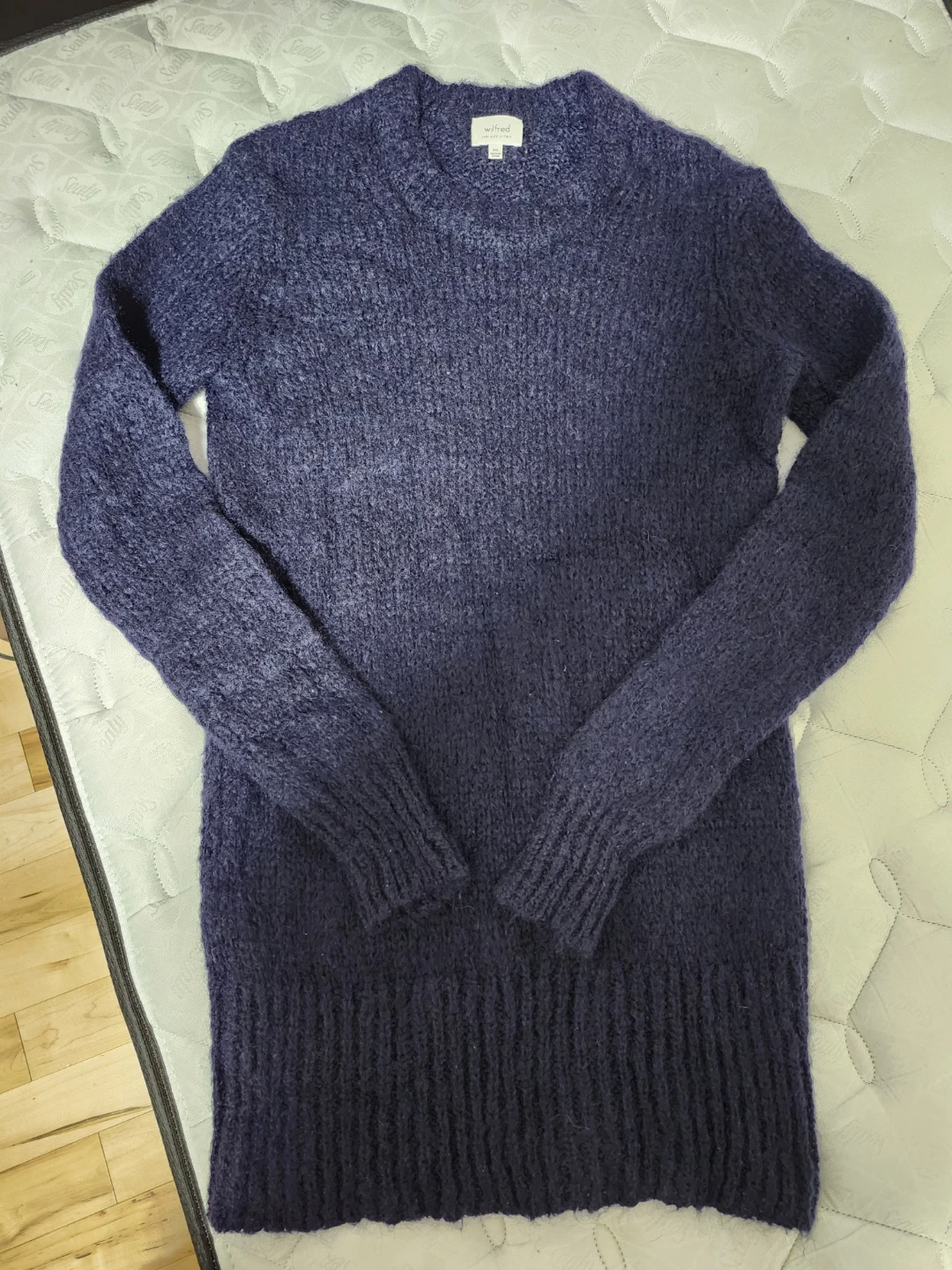 Wilfred Sweater Dress, XXS, Navy Blue