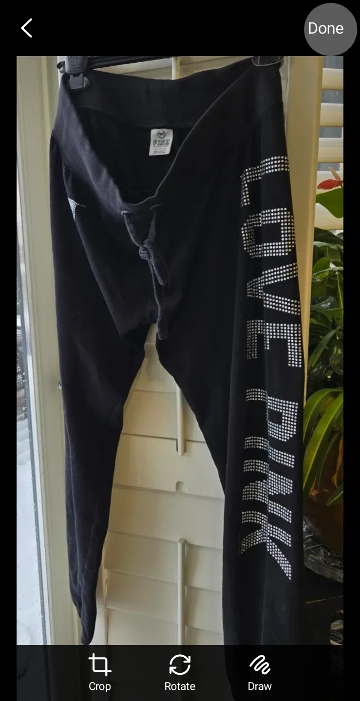PINK Victoria's Secret Black Rhinestone Joggers - L image indicator(2)