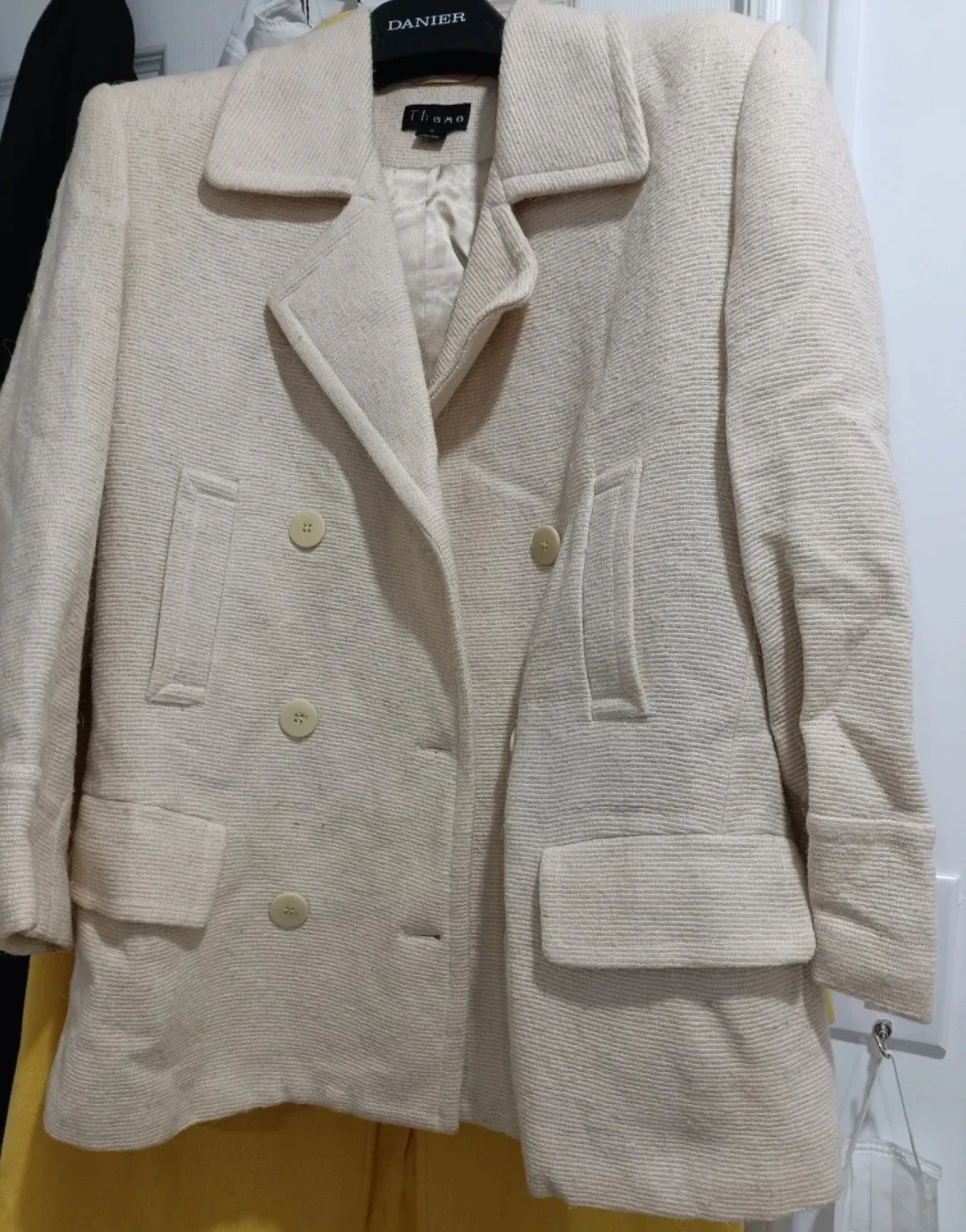 Thano Cream Wool Blend Coat