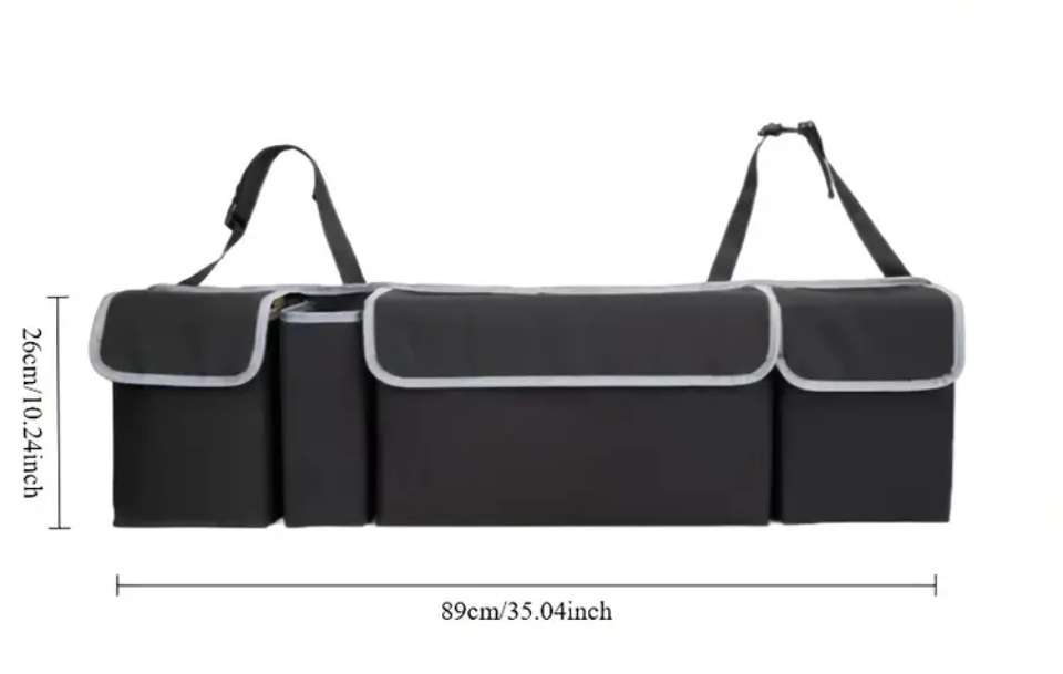 Black Trunk Organizer with Adjustable Straps