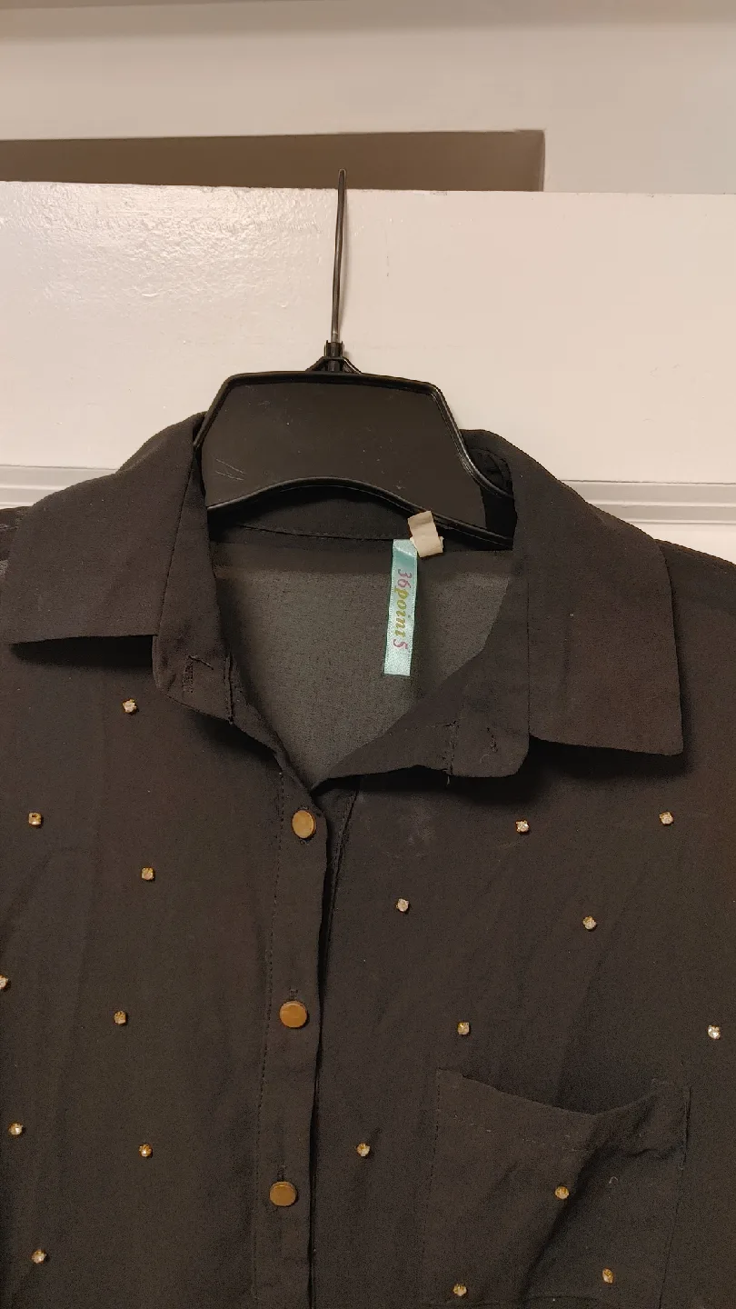 Women's Black Sheer Blouse - Size M image indicator(2)