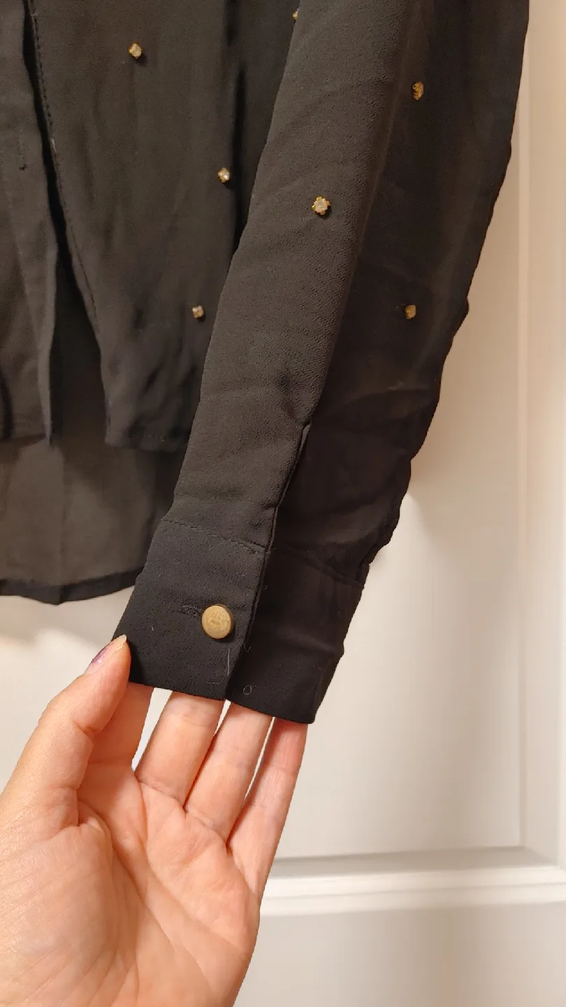 Women's Black Sheer Blouse - Size M image indicator(8)