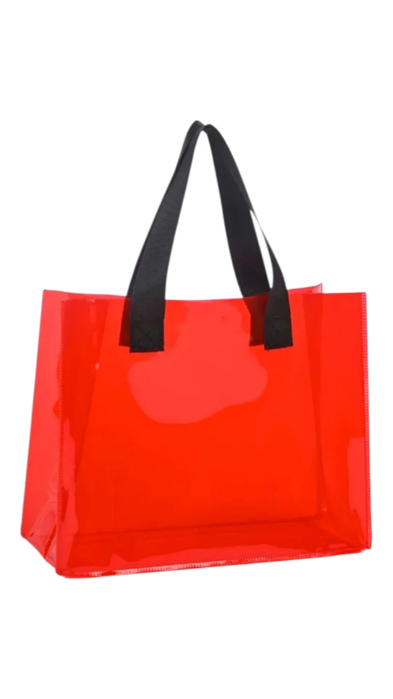 Red Transparent Tote Bag