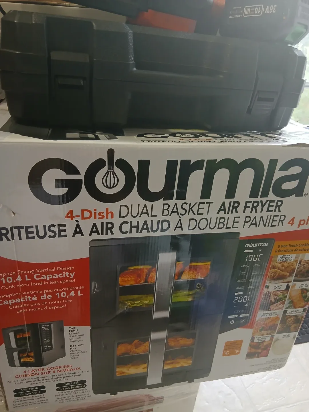 New  This is a Gourmia 4-Dish Dual Basket Air Fryer. image indicator(2)