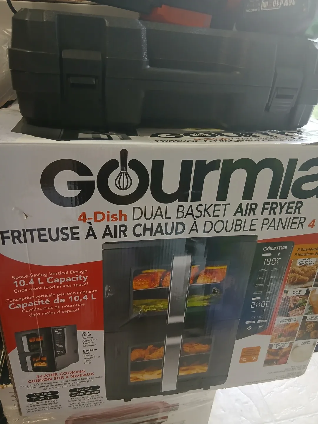 New  This is a Gourmia 4-Dish Dual Basket Air Fryer. image indicator(3)