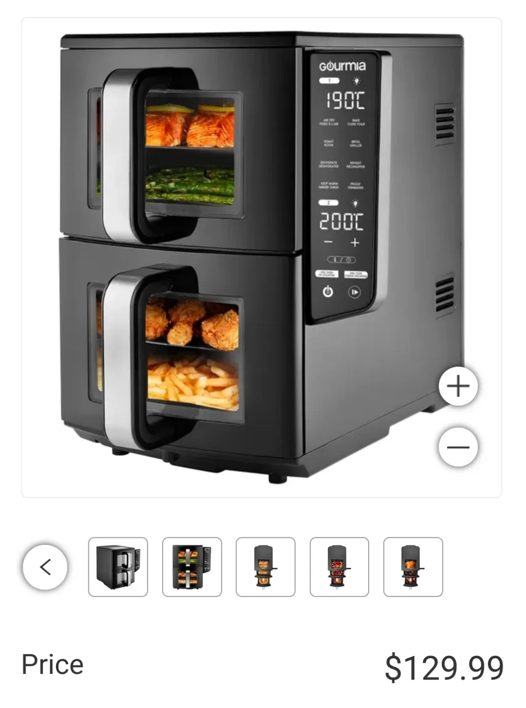 New  This is a Gourmia 4-Dish Dual Basket Air Fryer. image indicator(5)