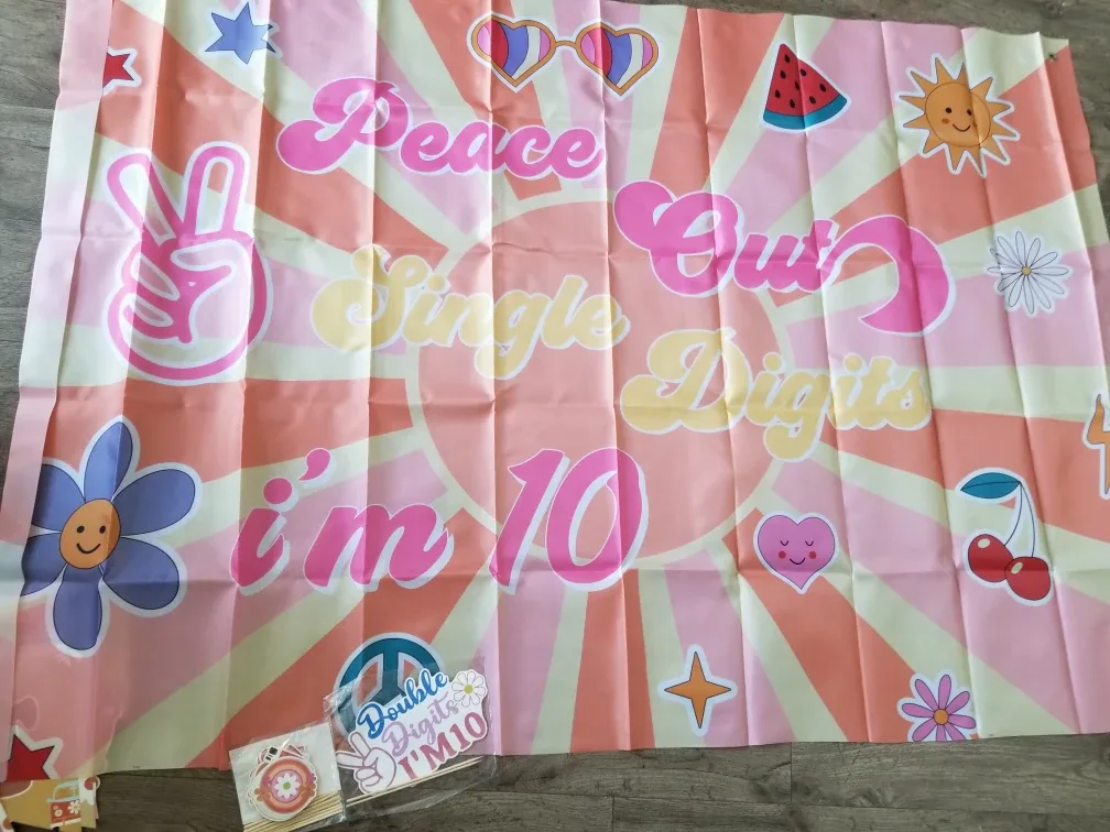 Peace Out Single Digits Birthday Party Banner